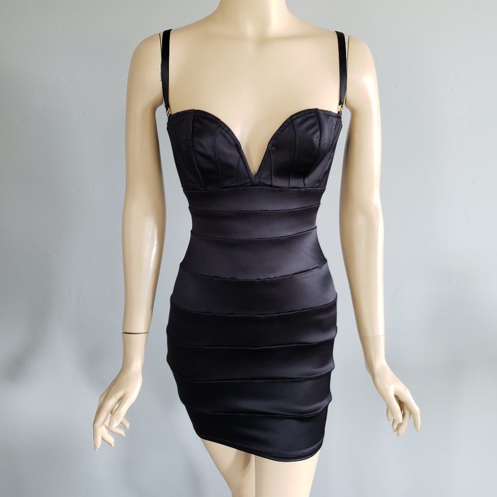 Mark Wong Nark Black Bandage Bodycon Sweetheart Bustier Dress Small